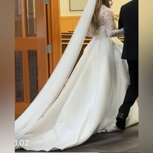 Elegant White Strapless Wedding Dress (Lace coat included if needed)